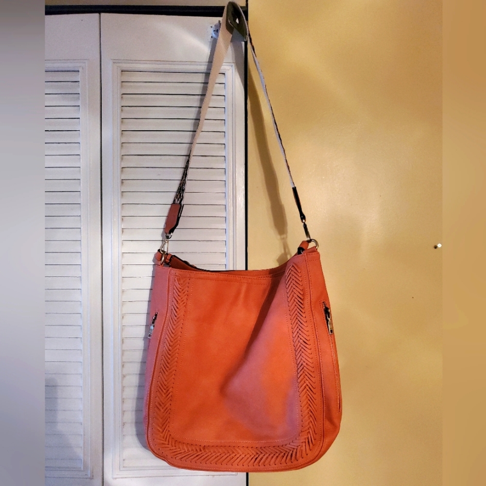 Jen and Co hobo bag, braided detail, guitar strap, new without tags